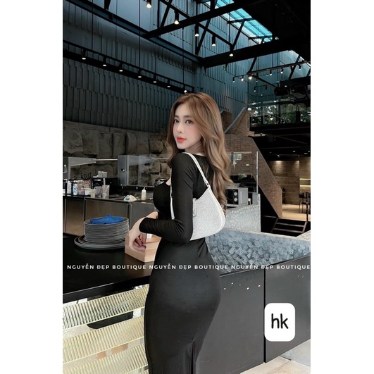 Đầm Maxxi Tay Ngắn Viền Lưng Phối Lưới Cổ Tròn Dáng Xoè Rộng Dài