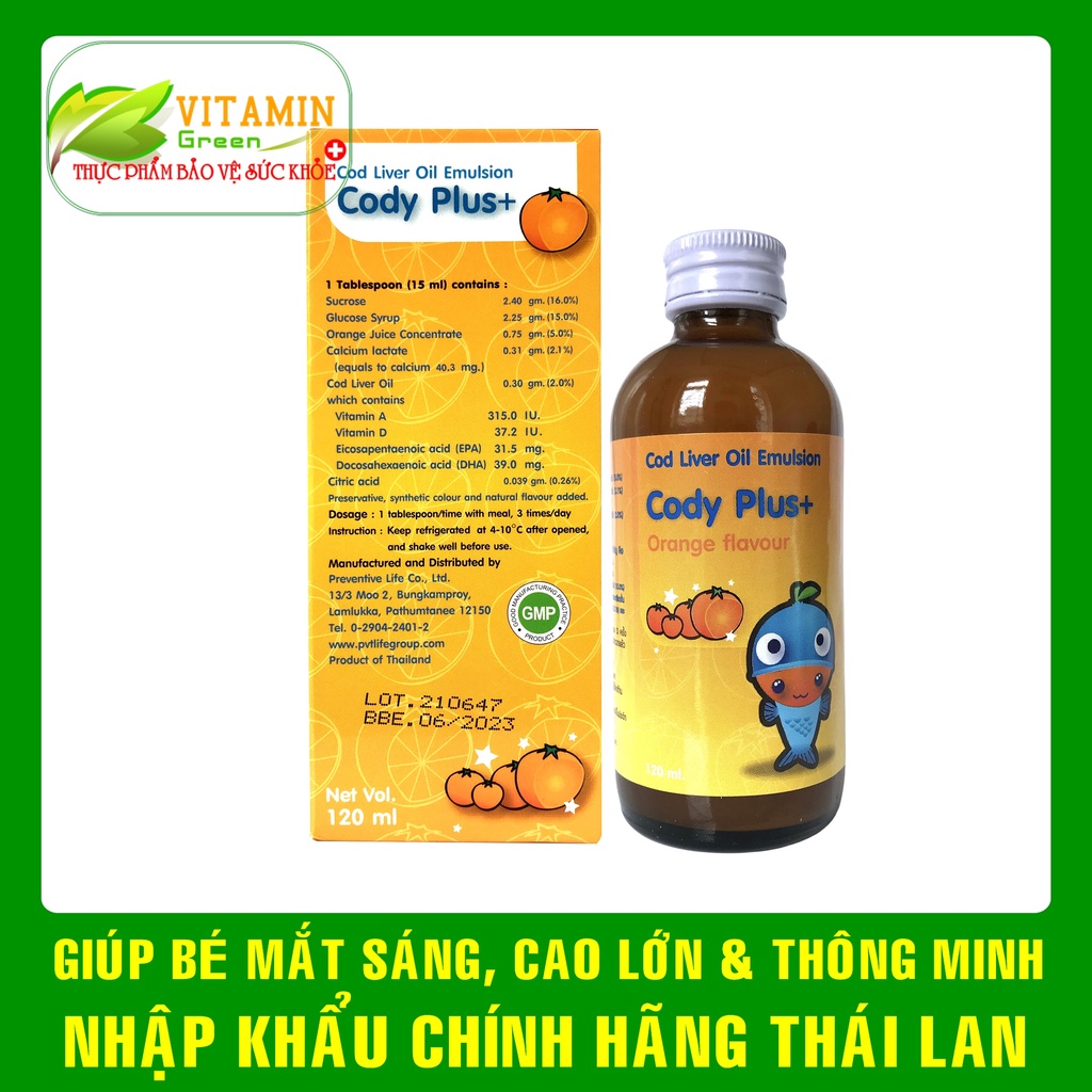 Bổ sung Omega 3 cho bé Cody Plus bổ sung DHA và vitamin cho bé giúp bé phát triển não bộ | Nhập khẩu chính hãng Thái Lan