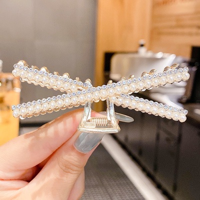 Kẹp tóc kim loại đính đá/ ngọc trai cỡ lớn phong cách Hàn Quốc