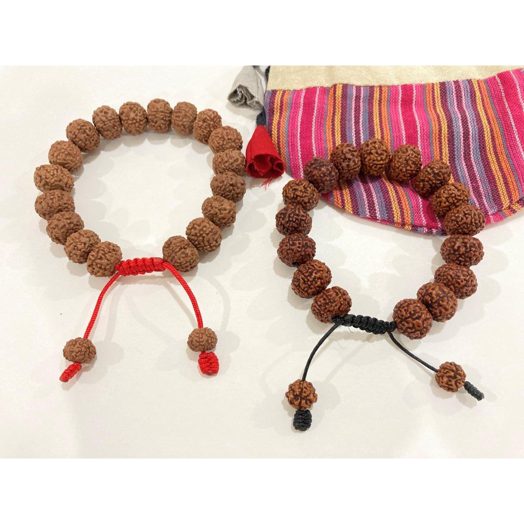 Vòng tay bồ đề Kim Cang 9 mặt 12mm & 15mm màu nâu đỏ đậm - Nepali Handmade Natural Rudraksha Beads 9 Mukhis Bracelet