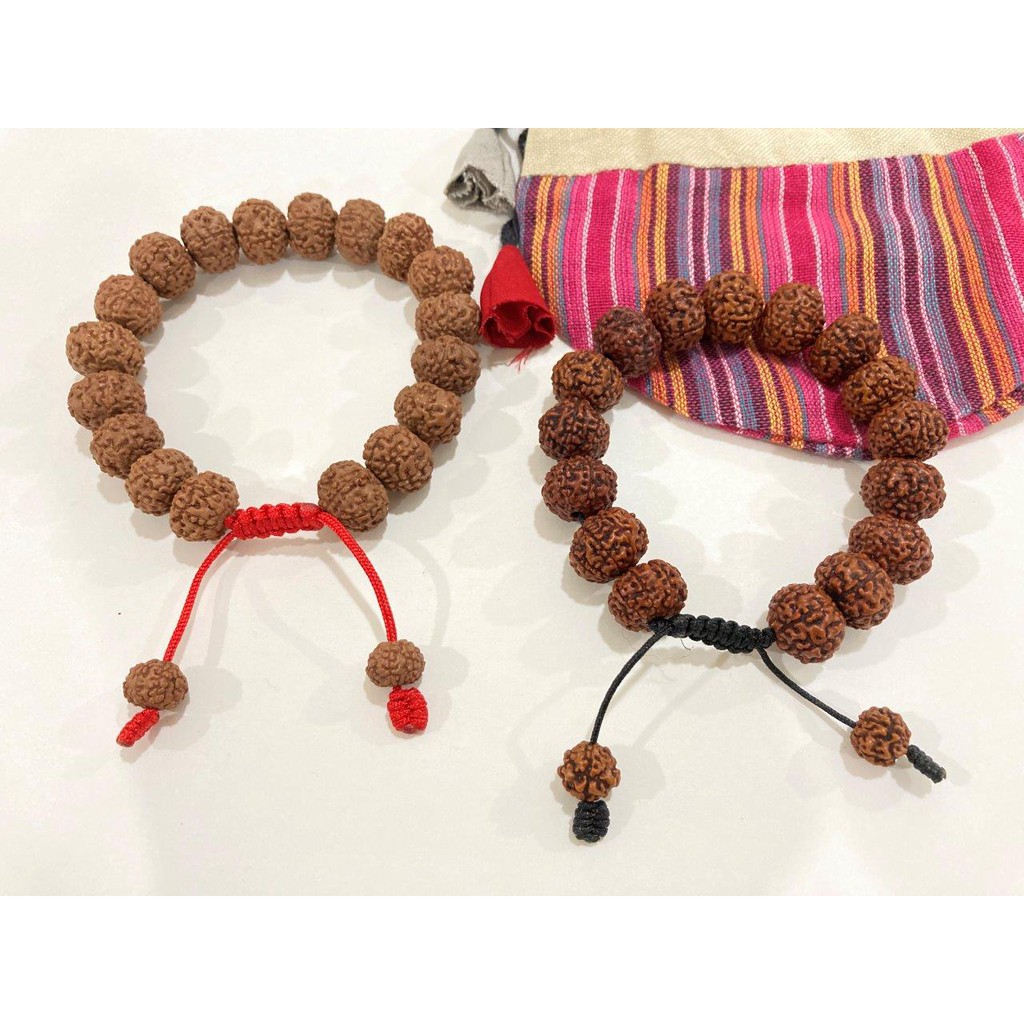 Vòng tay bồ đề Kim Cang 9 cánh 15mm nâu gỗ tự nhiên Nepal - Nepali Handmade Natural Rudraksha Bead of 9 Mukhis Bracelet