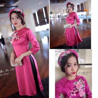 Set Áo Dài Cách Tân Phi Lụa Kèm Mấn + Quần