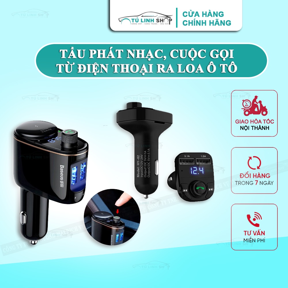 TẨU Bluetooth phát nhạc MP3 từ USB, điện thoại ra loa Ô TÔ chính hãng