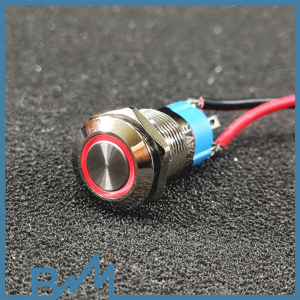 Nút nguồn giữ trạng thái 12mm có đèn LED hình tròn - nút nhấn tự giữ - công tắc LED