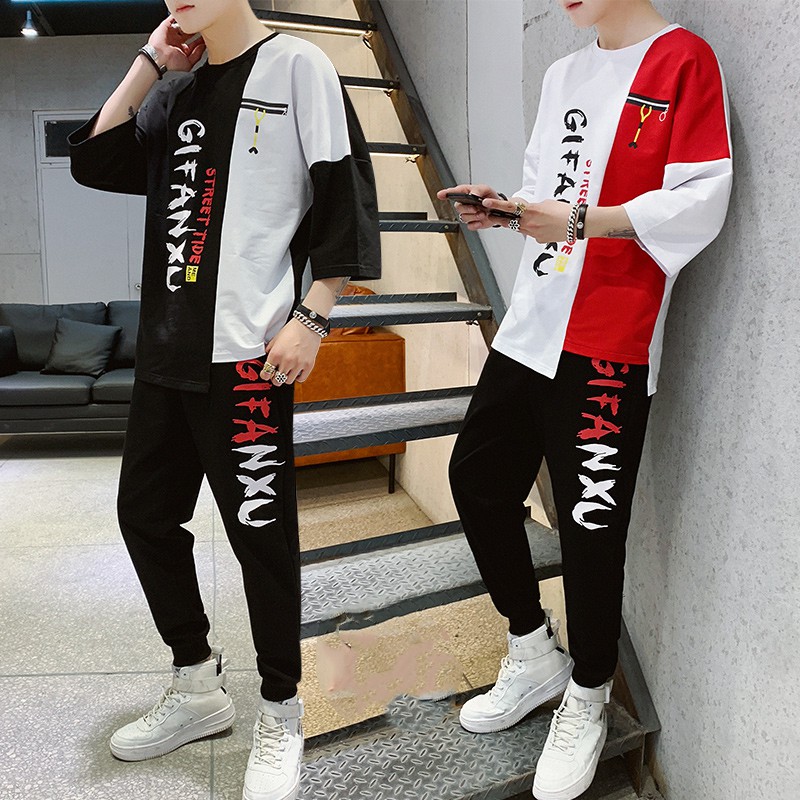 Combo 2 Bộ Quần Áo Thun Nam Tay Ngắn Quần Dài GiFanXu Sành Điệu SET NAM 9000026 B R | BigBuy360 - bigbuy360.vn