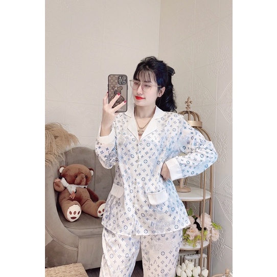Bộ Pyjama Lụa Xước  Thiết Kế Giả Vest siêu sang