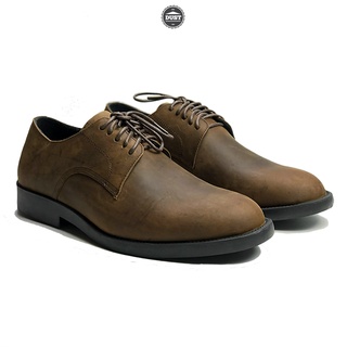 Giày nam da bò sáp ngựa điên buộc dây thời trang cao cấp derby plain