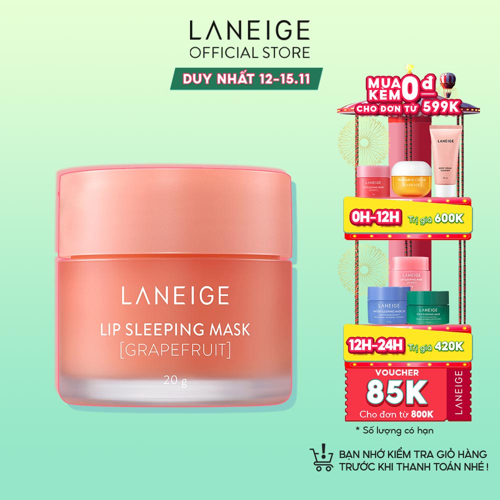 [Mã FMCGMALL -8% đơn 250K] [SBD 2021] Mặt nạ ngủ dành cho môi Laneige Lip Sleeping Mask Grapefruit 20G