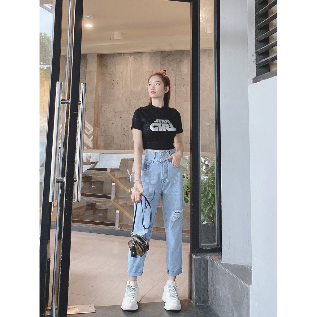 [ LẠ HOẮC ] QUẦN BAGGY JEAN NỮ LƯNG CAO RÁCH TO 2 GỐI XẺ NỮA ĐĨA CHÉO MÀU XANH NHẠT SIÊU HOT SIÊU PHONG CÁCH NITIQC | WebRaoVat - webraovat.net.vn