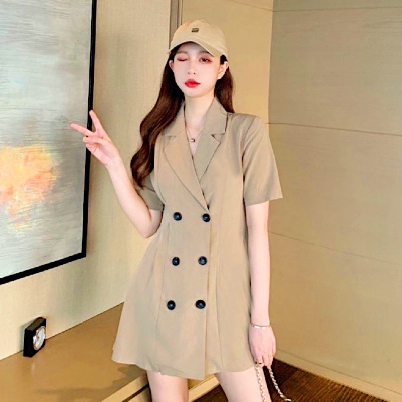 Đầm váy cổ vest thanh lịch 4 màu