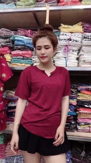 ÁO THUN GIẤY TRƠN CỔ XẺ V