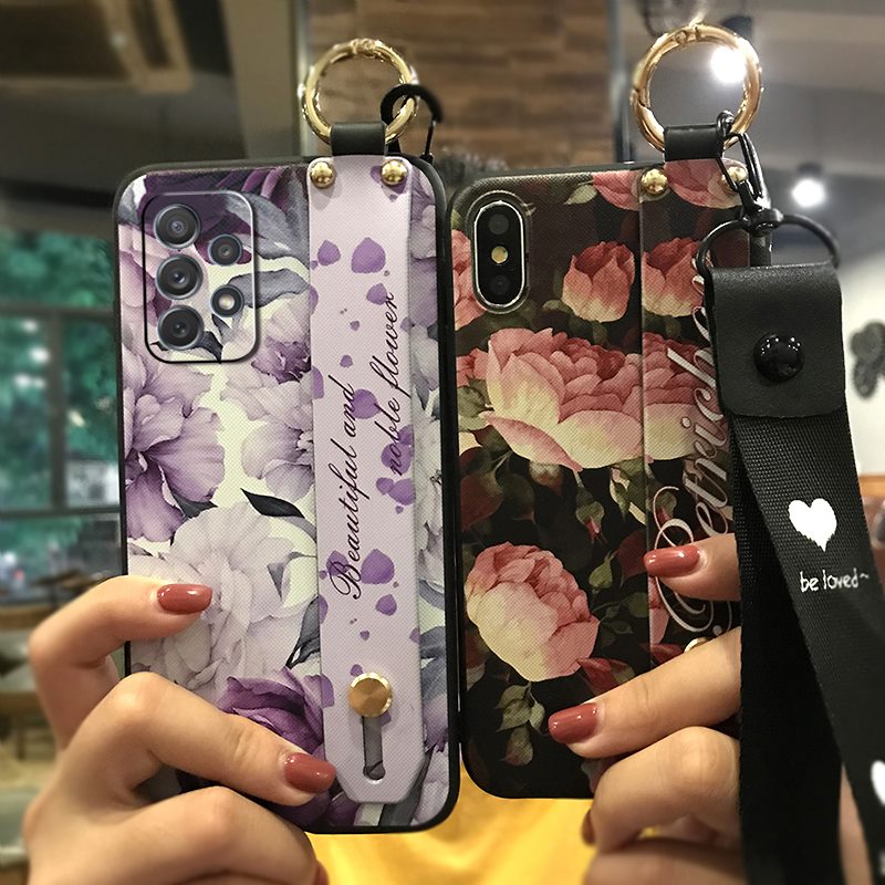 Silicone Fashion Design Phone Case For Samsung Galaxy A52 5G/A52 4G/SM-A526B/A526W/A5260 Lanyard For Girls Original Phone Holder Flower Soft Case