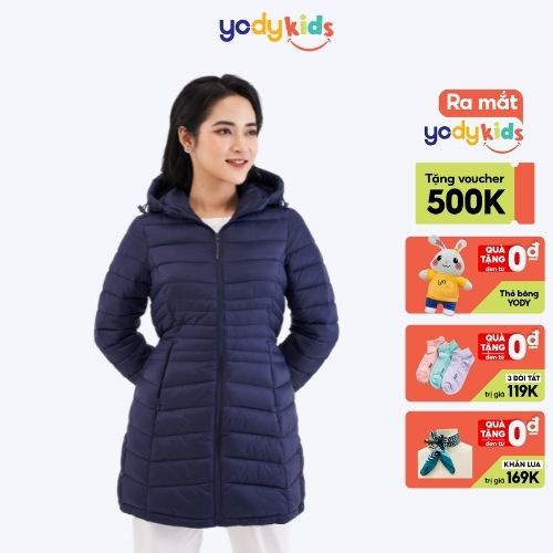 Áo phao nữ dáng dài  YODY, siêu nhẹ, siêu ấm PHN4002 | BigBuy360 - bigbuy360.vn