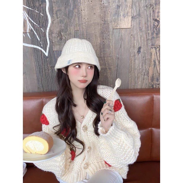 Áo len khoác crt, dâu tây