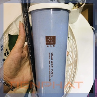 ok Ly giữ nhiệt lúa mạch 450ml có nắp và ống hút