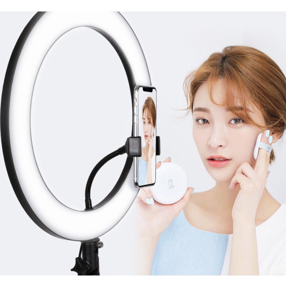 Đèn Livestream Size 26cm Và Chân 2m1 Hỗ Trợ Chụp Ảnh Make Up Trang Điểm Nhiều Chế Độ Sáng