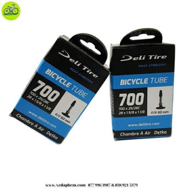 Cặp 2 Ruột Săm xe đạp Siêu nhẹ Deli 700x25/28c FV-60mm - Van Xe Pháp - van xe đạp