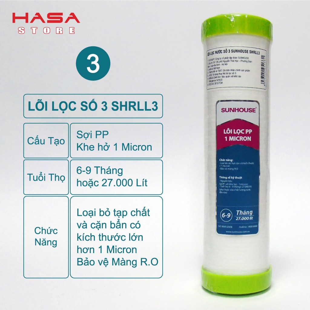 [CHÍNH HÃNG] Combo 6 Lõi Lọc Nước 123 SUNHOUSE Cho Máy Lọc Nước RO