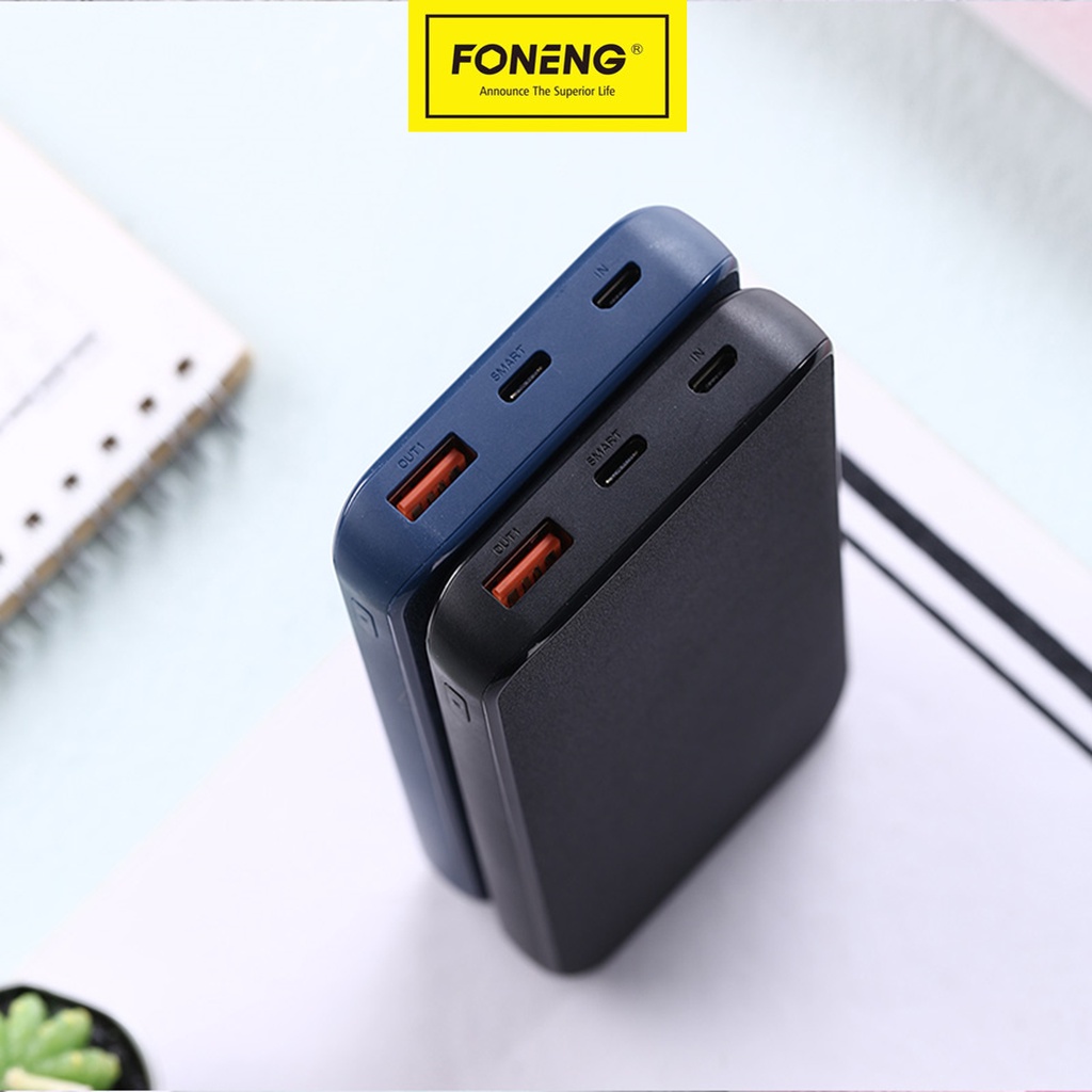 Pin dự phòng FONENG Q18 Sạc nhanh PD + QC 3.0 10000mAh 18W bọc vải Sang Trọng Cá Tính