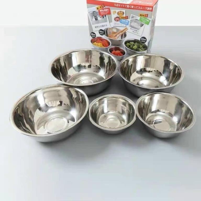 BỘ 5 BÁT THAU TRỘN - ÂU TRỘN INOX XUẤT NHẬT HÀNG SIÊU ĐẸP KHÁCH NHA
