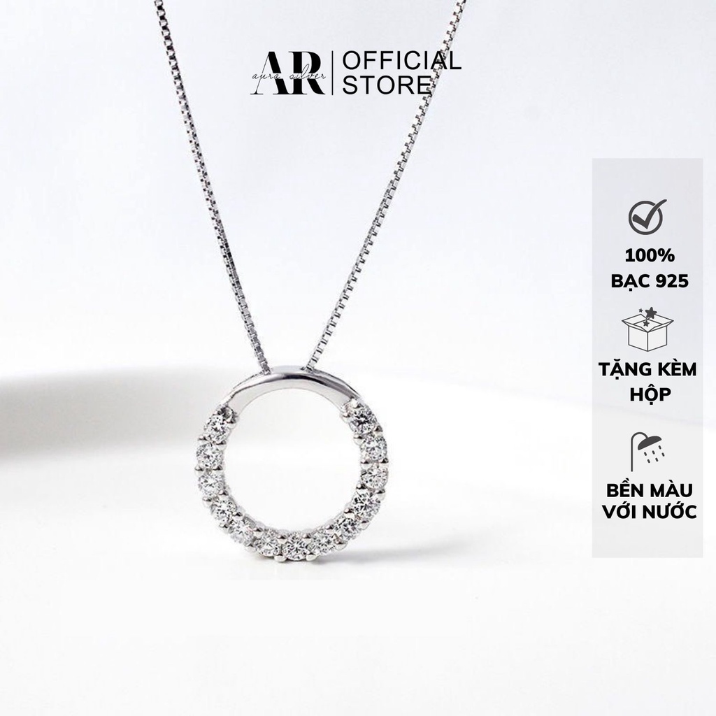 Dây chuyền bạc nữ mặt cầu tròn AURA , vòng cổ cầu đính đá lấp lánh-AURASILVER-DC08