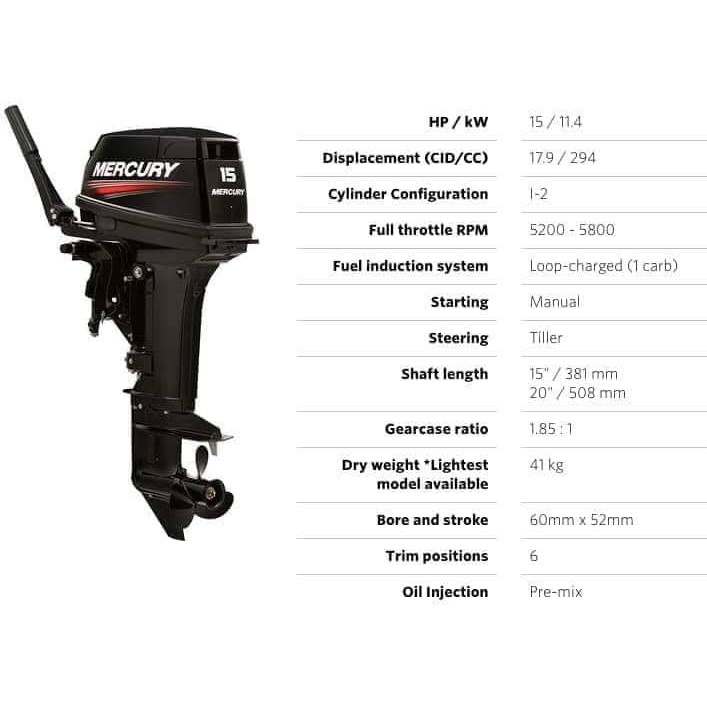 ĐỘNG CƠ MERCURY 15HP 2 STROKE