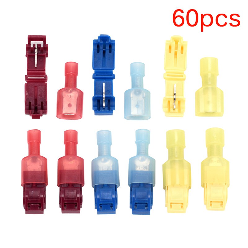 [springeven] Bộ 60 Đầu Nối Dây Điện Cách Điện Nhanh Chữ T-Tap / Female