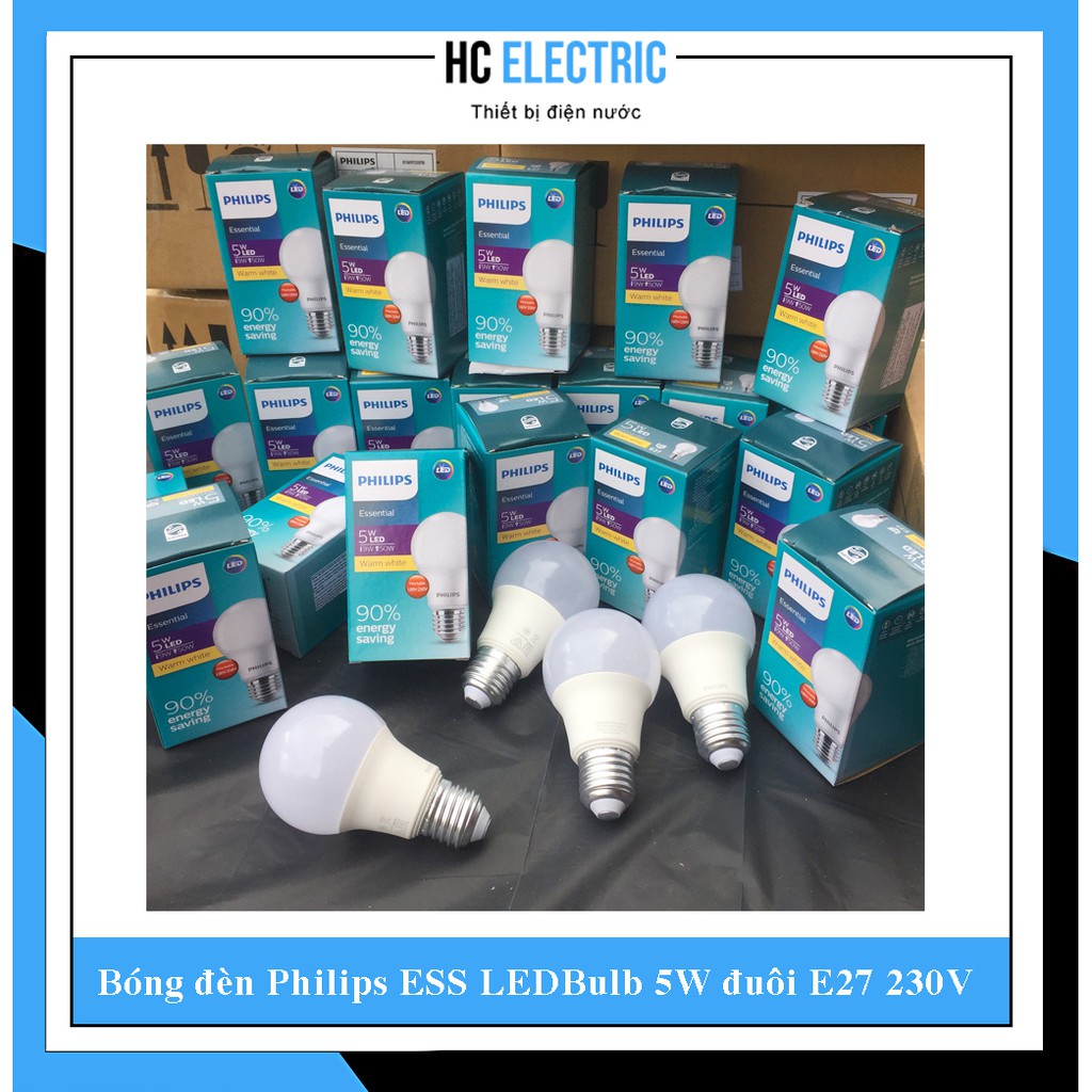 [Combo] 1 Bóng đèn Philips  5W đuôi E27 230V + 1 Đuôi đèn xoáy thả- chống nước E27