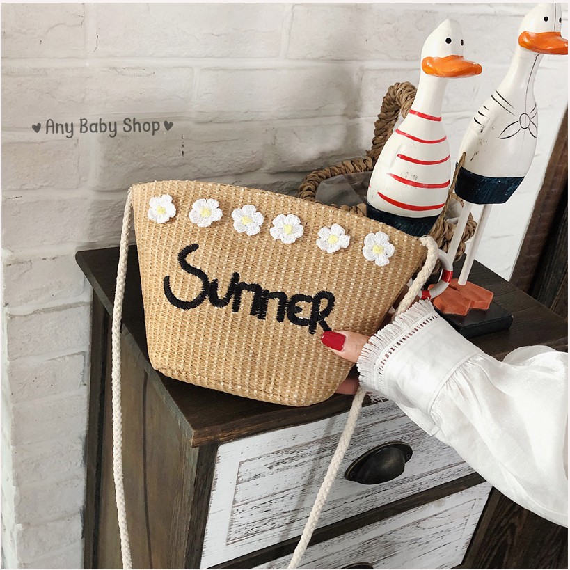 Túi cói size đại đi chơi ,dạo phố ,đi biển hoa cúc SUMMER 2 màu cực xinh (hàng có sẵn) ❣❣