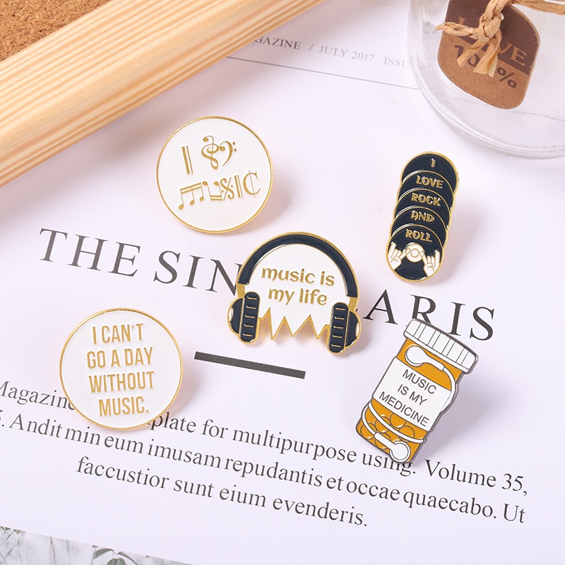 Ghim Cài Áo Hình Chai Thuốc / Tai Nghe Tráng Men In Chữ Love Sáng Tạo