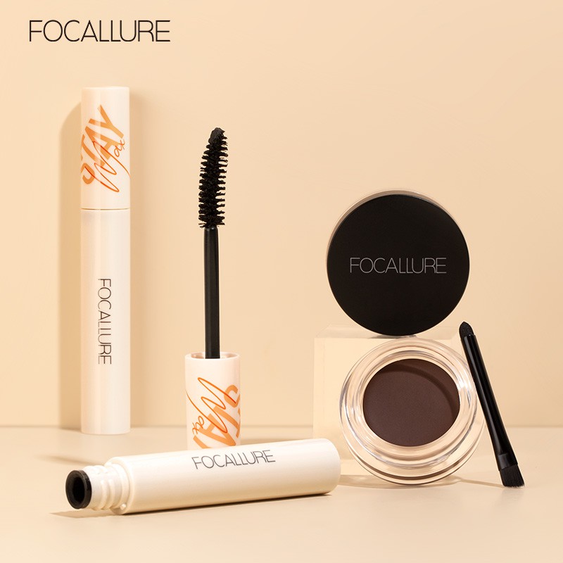 Set Mascara + Gel kẻ Chân Mày FOCALLURE 50.4g Không Thấm Nước Trang Điểm Cho Mắt