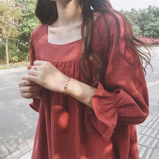 Đầm baby doll cam đất