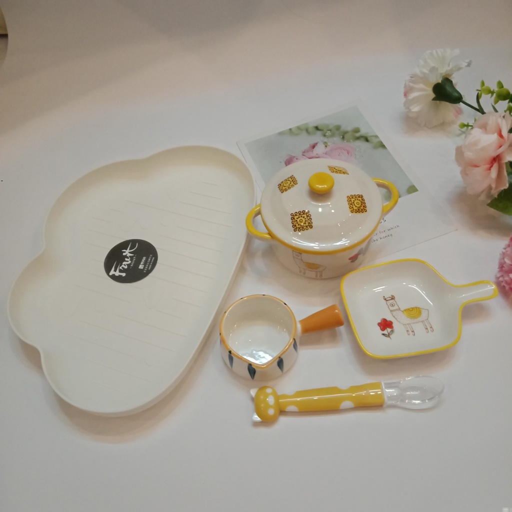 Combo Bộ Chén Ăn Dặm, Bát Ăn dặm Hình Hoa Quả Hình thú giúp bé ăn ngon miệng