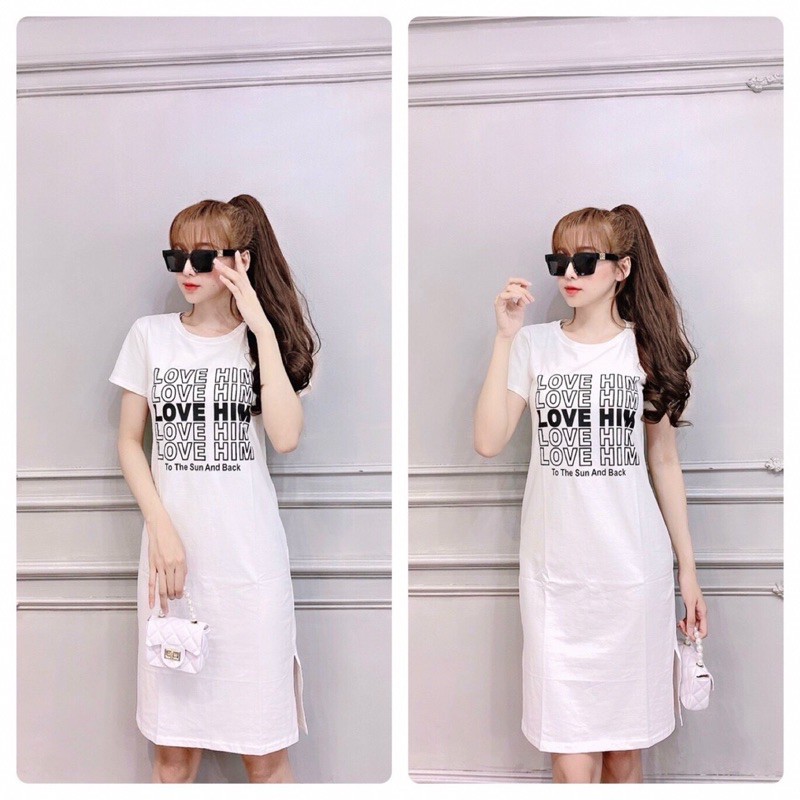 Đầm suông form dài xẻ tà (thun Thái bao đẹp) | BigBuy360 - bigbuy360.vn