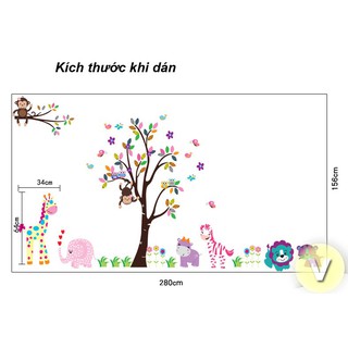 Decal dán tường Vườn thú sắc màu