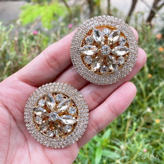Bộ 2 Charm Tròn Đính Đá Thuỷ Tinh gắn dép Havaianas