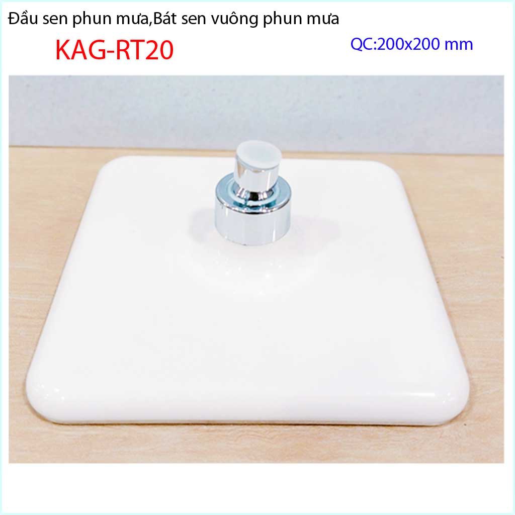 Bát sen tắm đứng vuông 20x20 cm KAG-RT20, đầu sen phun mưa tia nước đều thiết kế mới thời trang sang trọng tuyệt đẹp