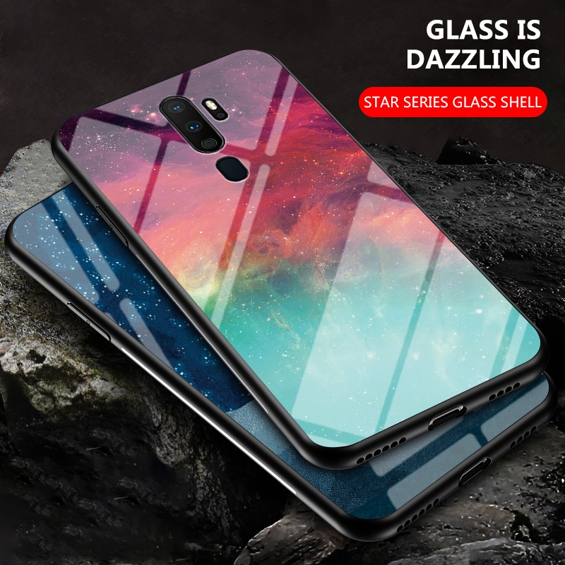 Vỏ thiết kế bầu trời đầy sao OPPO A5 A9 2020 Ốp Điện Thoại Mặt Kính Cường Lực Họa Tiết Bầu Trời Đầy Sao Cho For OPPOA5 2020 OPPOA9 2020
