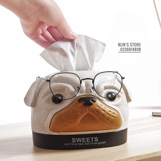 Hộp đựng giấy ăn hình chó Pug