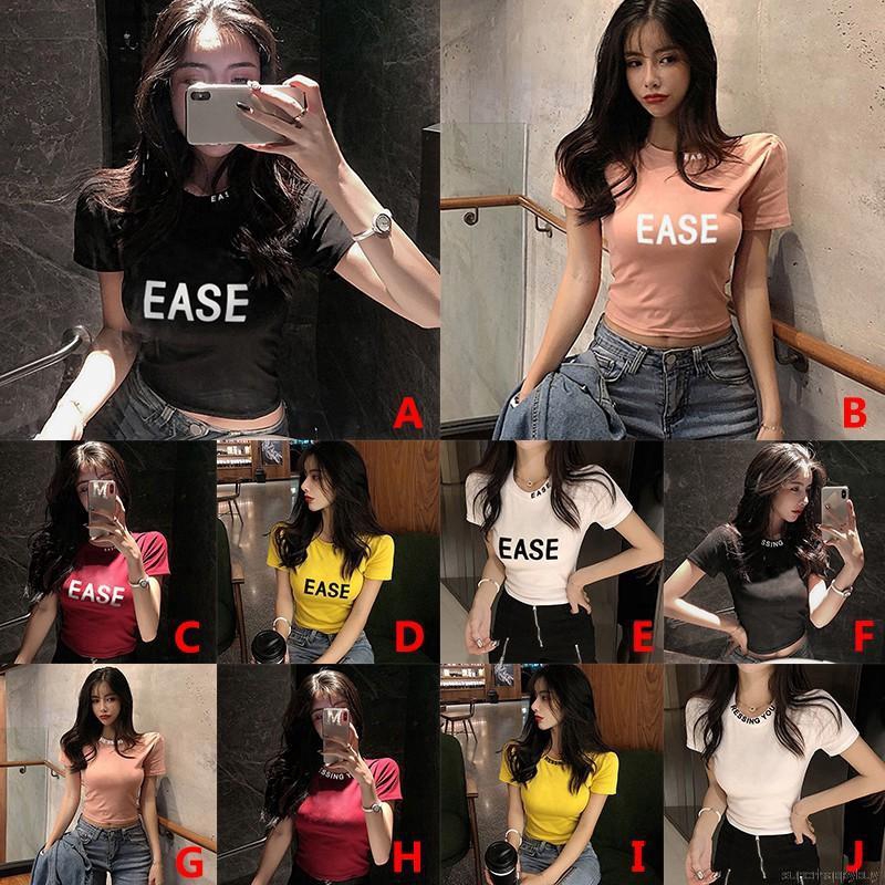 Áo thun nữ tay ngắn in chữ