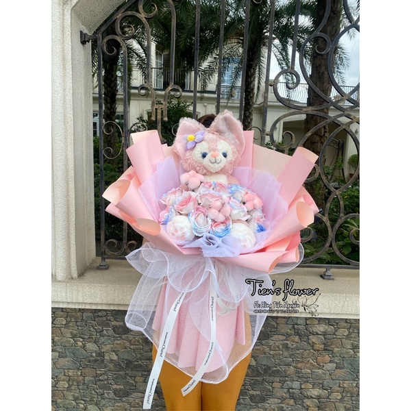 Bó hoa cáo hồng Lina siêu dễ thương hình thật shop tự chụp