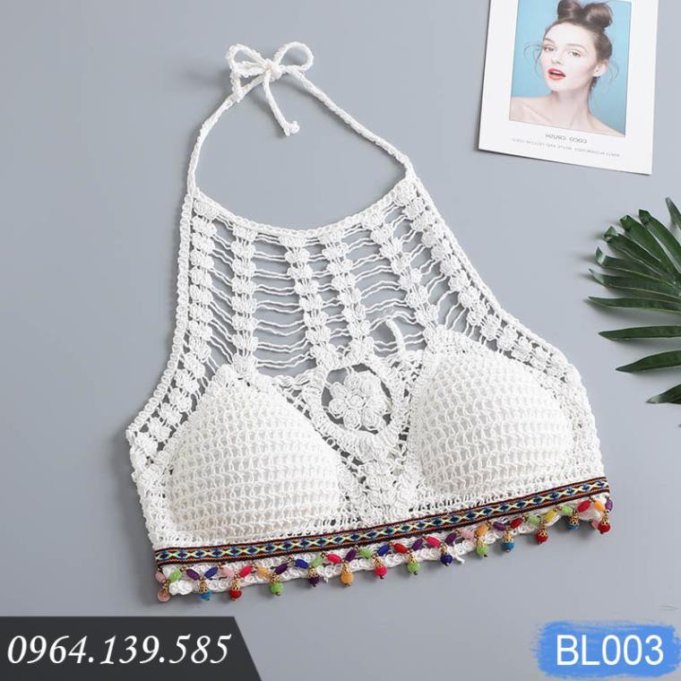 Áo bikini len móc đi biển cực xinh, sợi len cotton dai khỏe, thoáng mát, hàng đẹp giá tốt, mẫu mới 2020 | BL003 👙