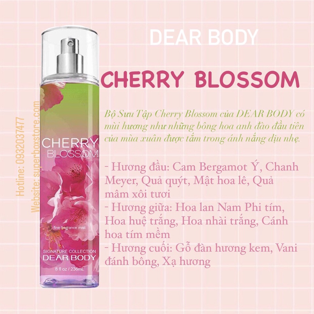 Xịt Thơm Toàn Thân Cherry Blossom Fine Fragance Body Mist 236ml SB Startup