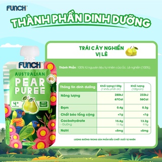 Trái cây nghiền cho bé ăn dặm từ 4 tháng tuổi funch 100% lê xay nhuyễn 120g - ảnh sản phẩm 3