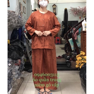 ( màu  hết  sức  phong  Phú )Bộ Gấm Bà Ba Tay Dài Gài Nút Cho Người lớn Tuổi .Hàng loại 1