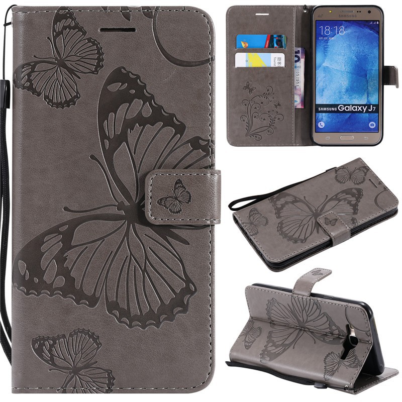 Bao da điện thoại dập nổi cánh bướm cho Samsung J7/J7 Prime | BigBuy360 - bigbuy360.vn