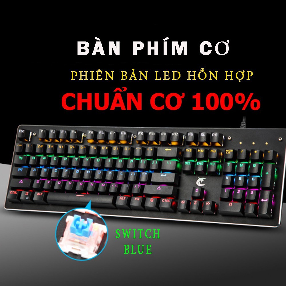 Bàn phím cơ Gaming K101, bàn phím cơ hỗ trợ game thủ có đèn LED cao cấp
