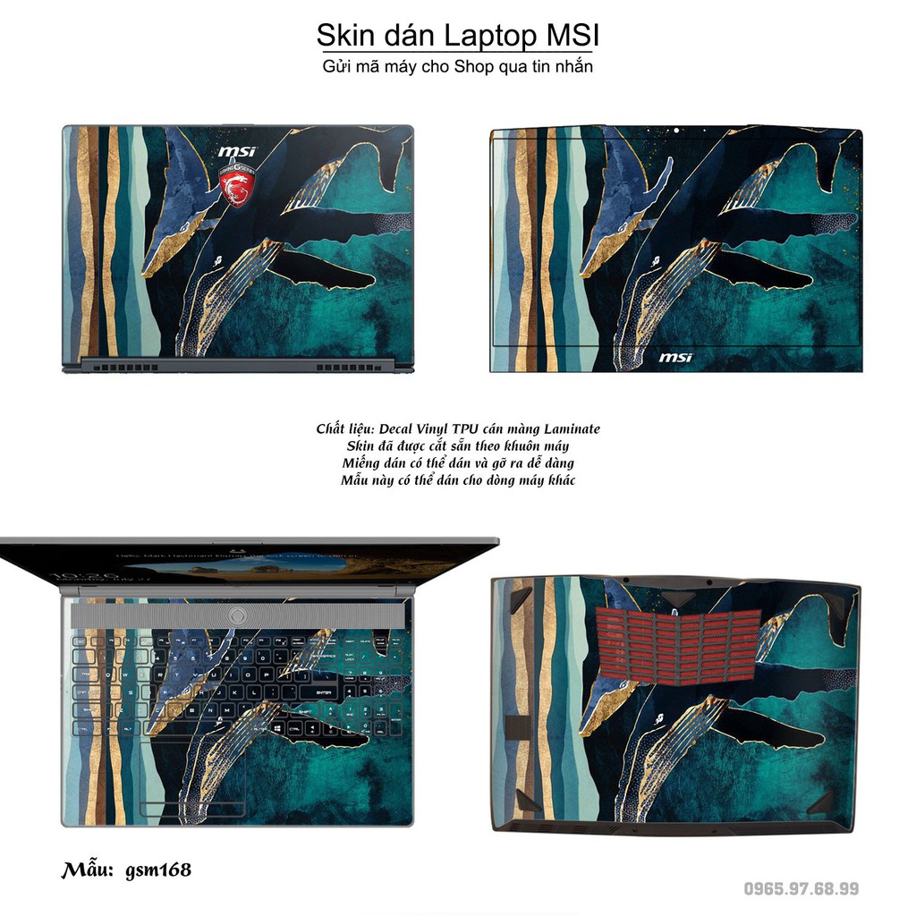 Skin dán Laptop MSI in hình giả sơn mài (inbox mã máy cho Shop)