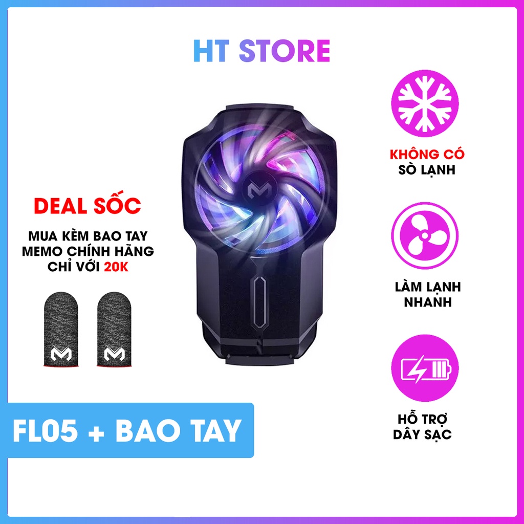 Quạt tản nhiệt điện thoại MEMO DL05, DL01, FL05, FL01, DY08 - Siêu lạnh, Đèn LED RGB, Kẹp thu vào 2 chiều