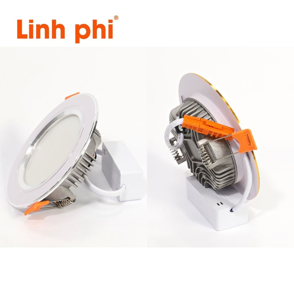 Đèn Led Âm Trần Downlight LINH PHI 7W Làm Từ Hợp Kim Nhôm Cao Cấp, Thiết Kế Hai Loại Đế Viền Đổi Màu